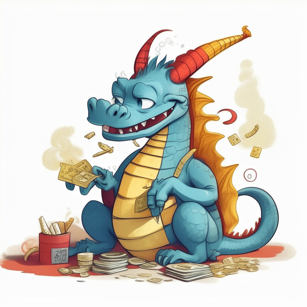 Dragoncito con mucho dinero reparte