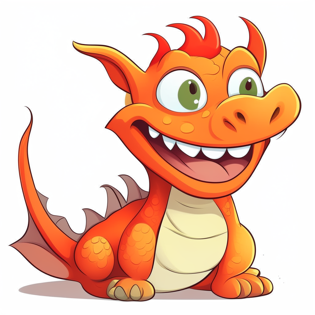 A cute cartoon dragon smiling