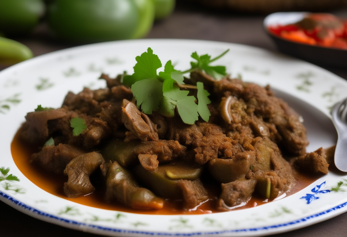 A plate of slow cooked lamb and okra creole, with subtle American culture motifs