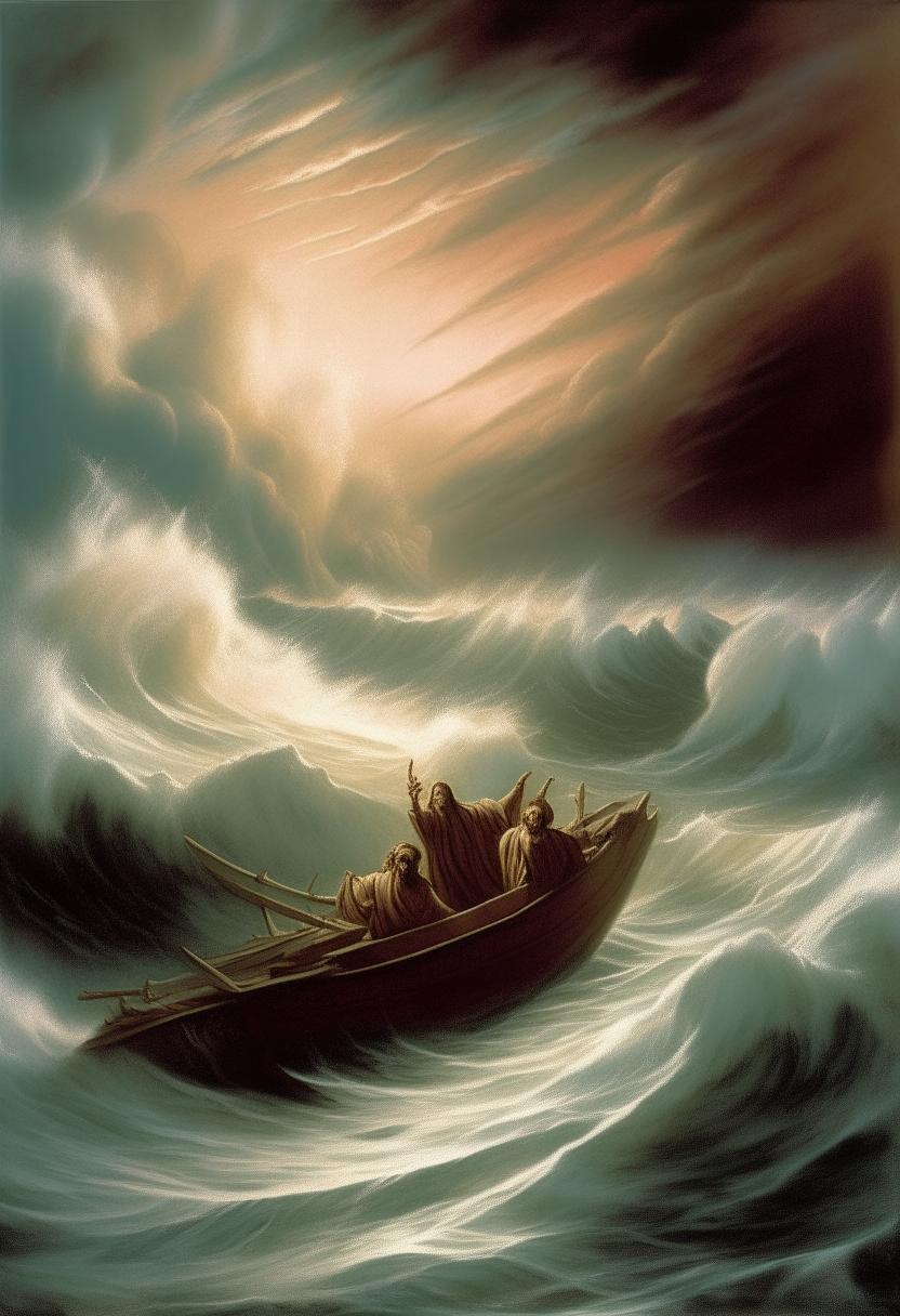 "Illustration of the majesty of the Lord over the tumultuous waters, as described in Psalm 93."