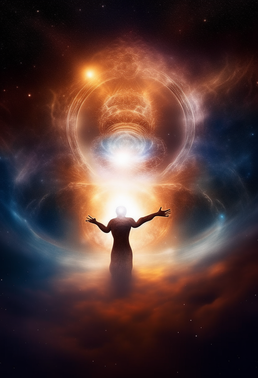 create an image of God in charge of the universe