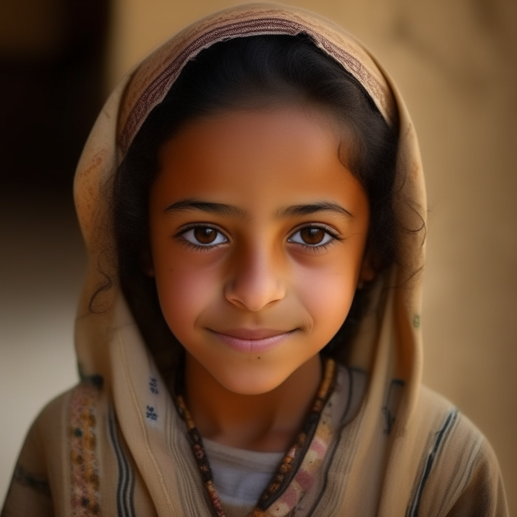 A beautiful ten-year-old girl from North Africa