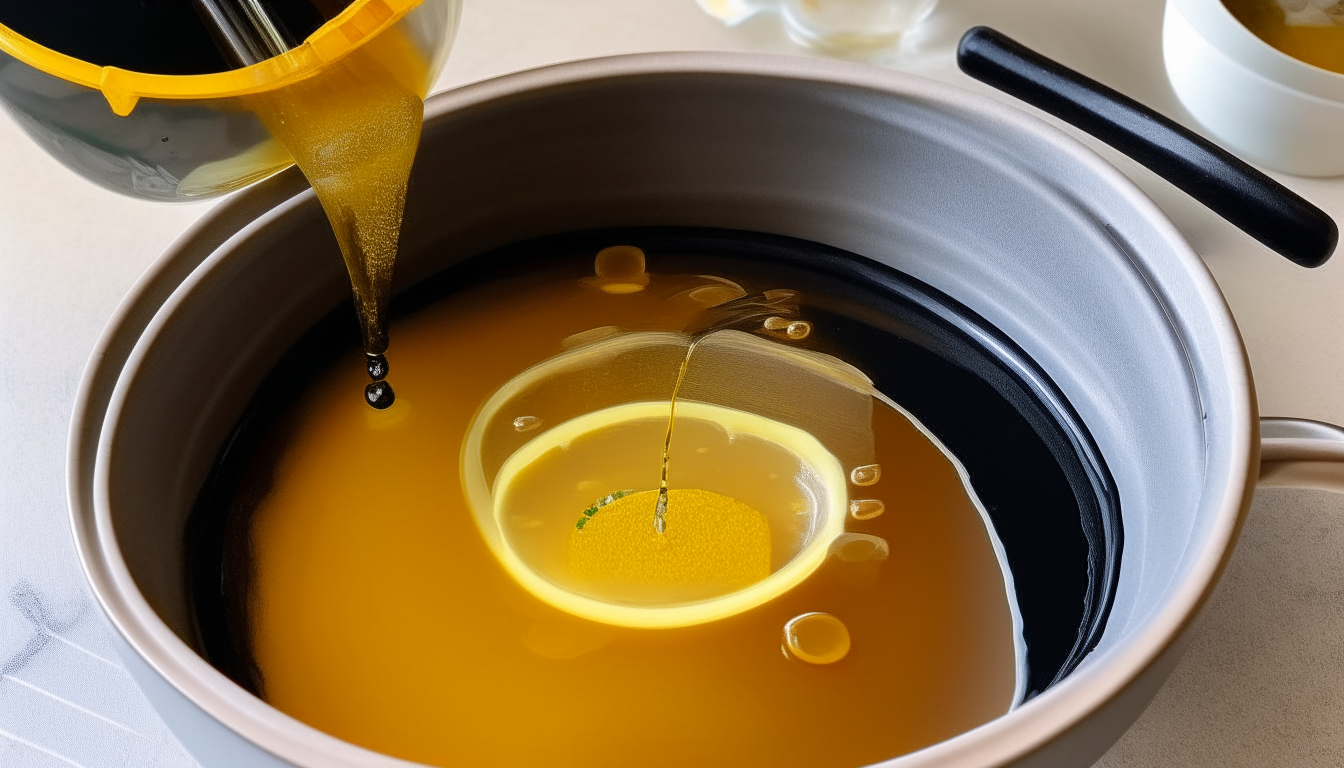 Broth, soy sauce, lemon juice and honey added to Instant Pot