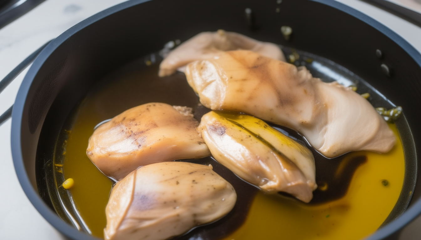 Instant Pot sautéing chicken breasts in olive oil