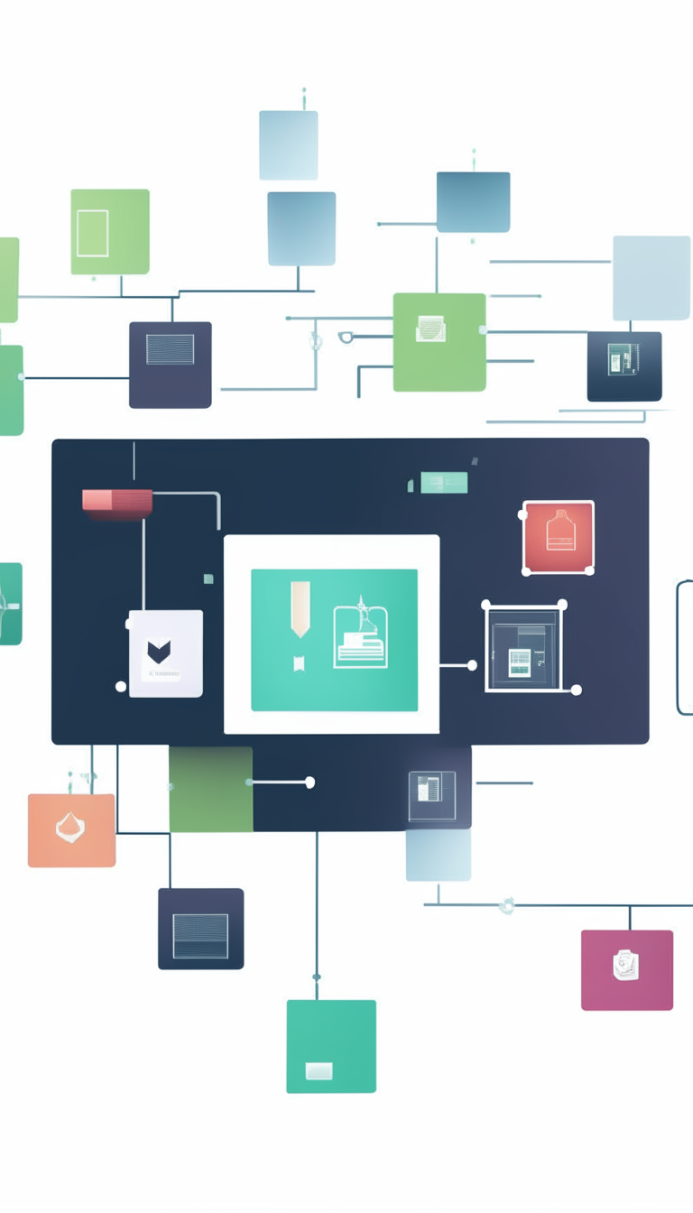 A diagram of a streaming media platform with icons arranged vertically in a 9:16 frame.