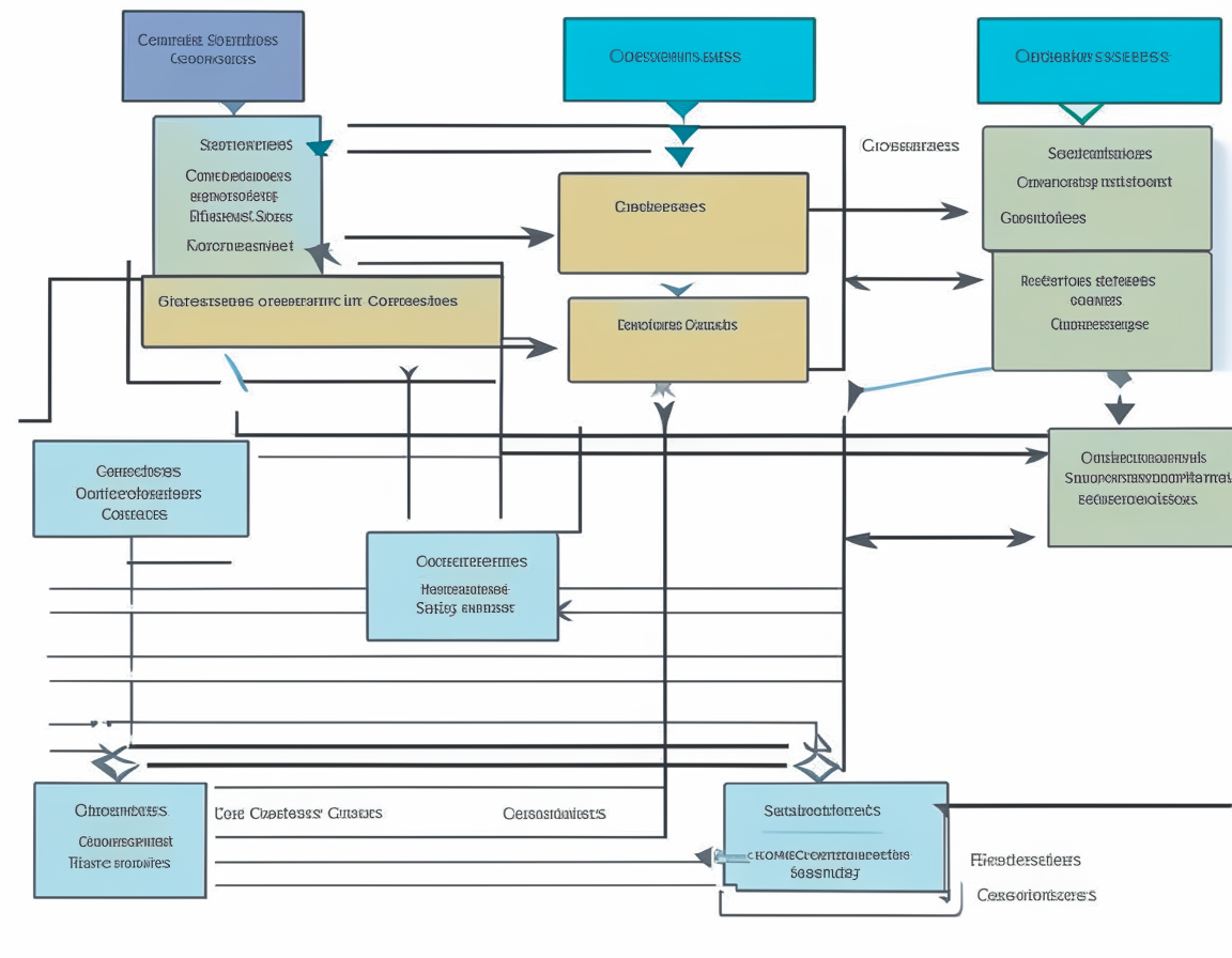 Diagram showing the process of content from sources passing through analysis stages to outputs. Modules are linked by directional lines.