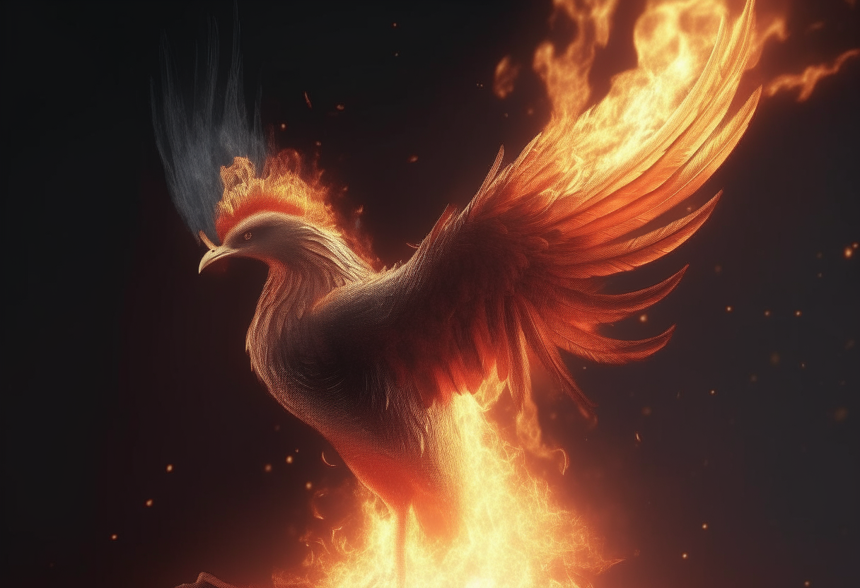 the phoenix ressurrecting from its ashes in a bright light, 4k, higly detailed
