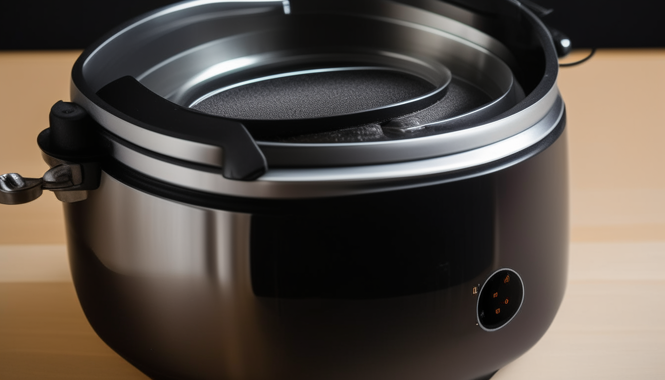 Show the pressure cooker sealed and set to 'Manual' mode. Highlight the preparation for the cooking process, with a focus on the sealed cooker.