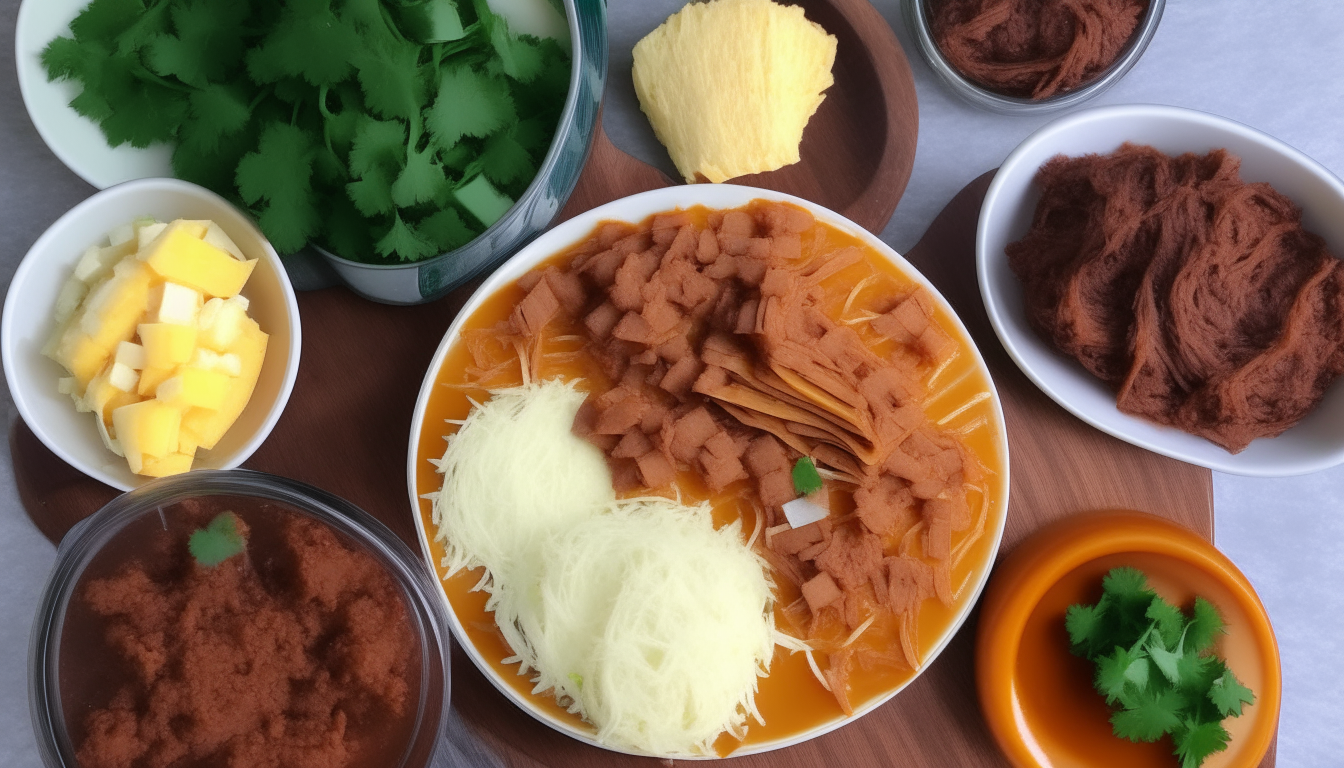 Corn tortillas, enchilada sauce, shredded cheese, diced onions and cilantro shown prepared for assembling beef enchiladas