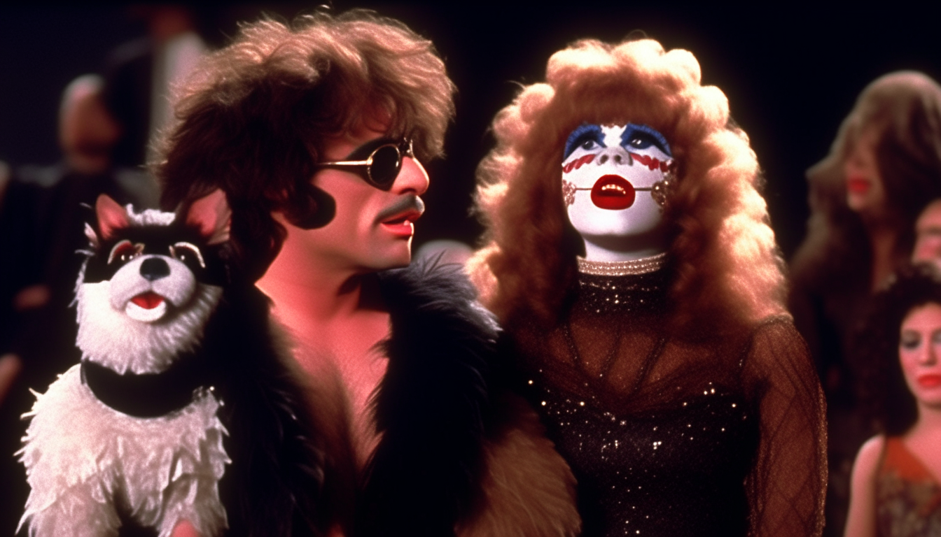 Sweet Transvestite scene from The Rocky Horror Picture Show, featuring Animal as Rocky Horror and Fozzie Bear as Brad