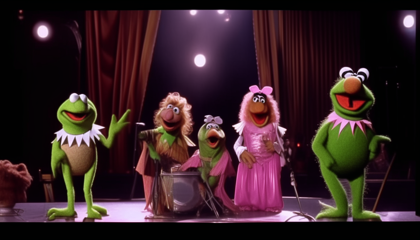 The Time Warp scene from The Rocky Horror Picture Show performed by Kermit the Frog, Miss Piggy, Fozzie Bear and Animal on The Muppet Show stage