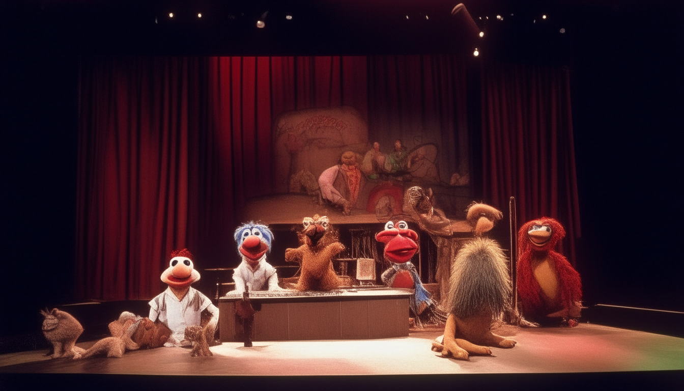 The Floor Show scene from The Rocky Horror Picture Show performed by Gonzo the Great, Rizzo the Rat, Pepe the King Prawn and Bobo the Bear on The Muppet Show stage