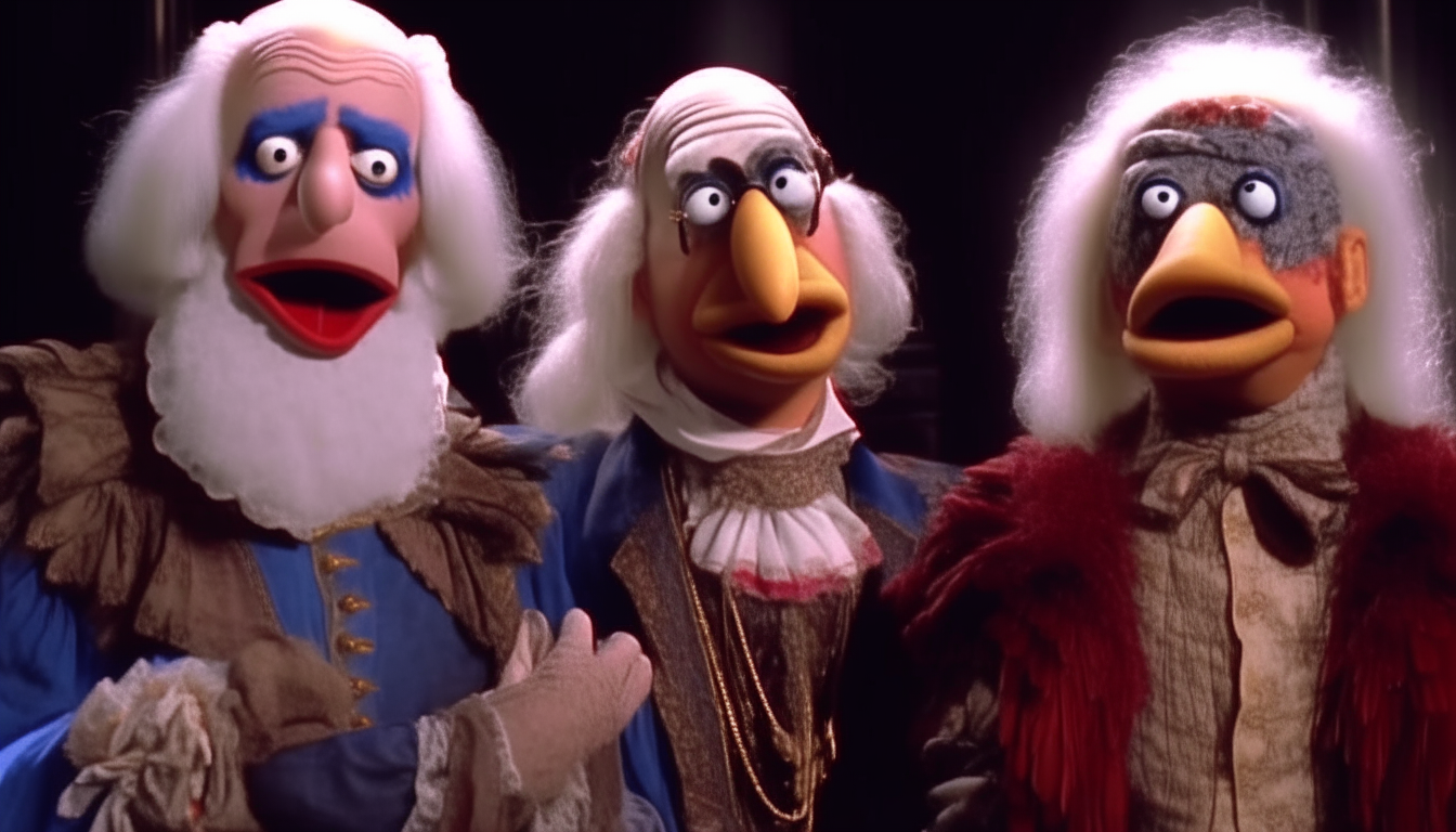 Sweet Transvestite scene from The Rocky Horror Picture Show performed by Statler, Waldorf and Sam the Eagle on The Muppet Show stage