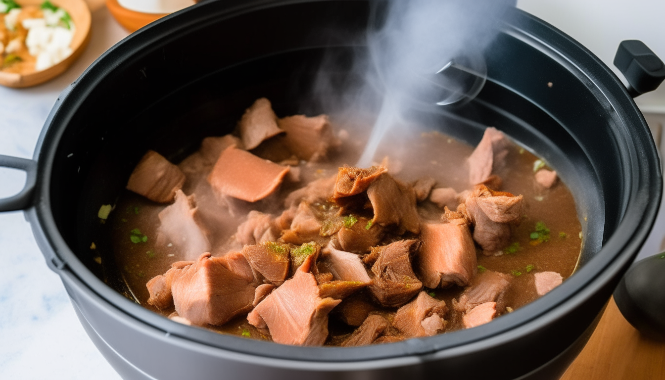 Pork sautéing with seasoning in an Instant Pot