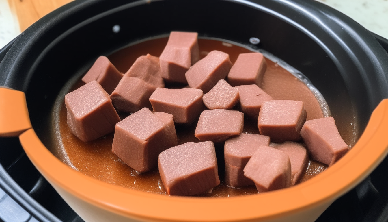 Lamb cubes browning in an Instant Pot