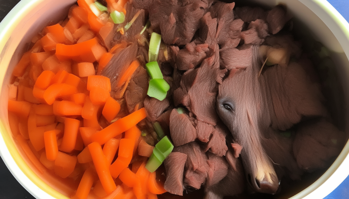 Venison browned in Instant Pot then onions, carrots, celery added