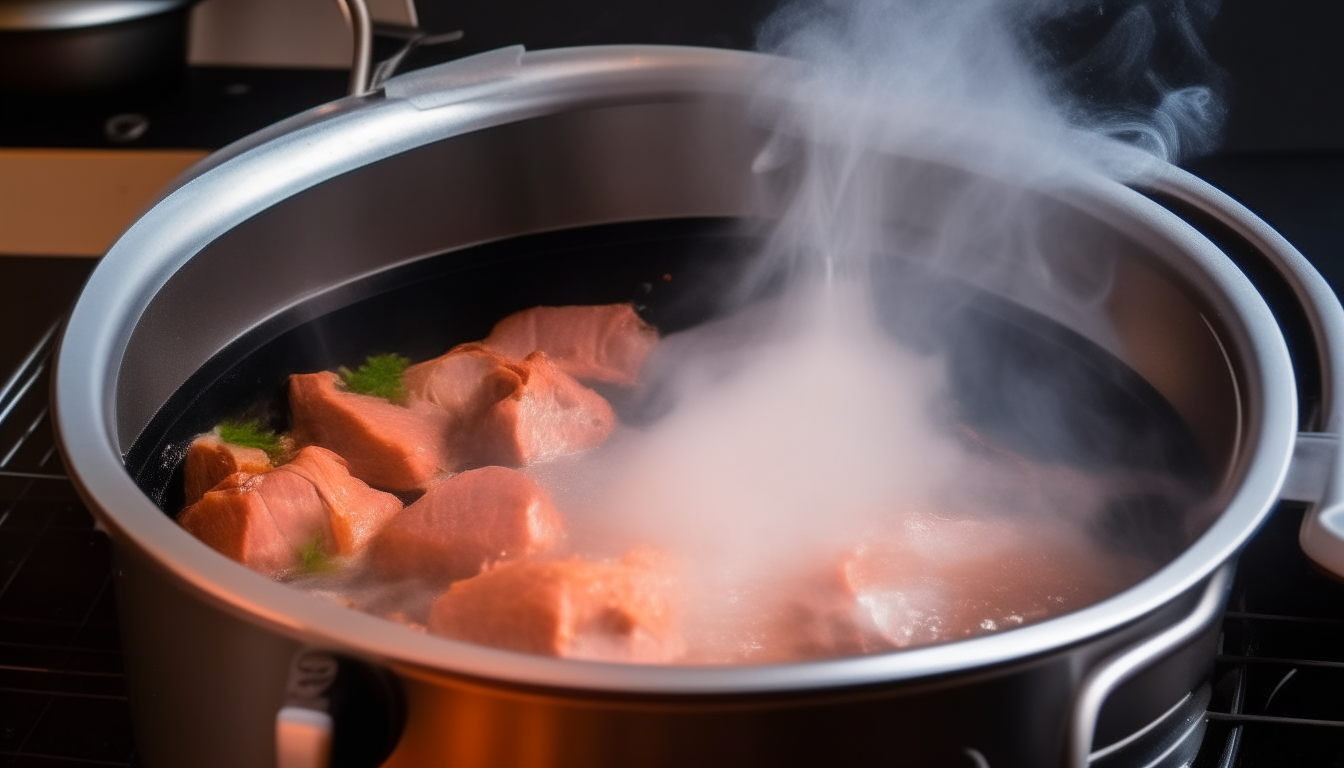 Meat cooking in Instant Pot, steam released