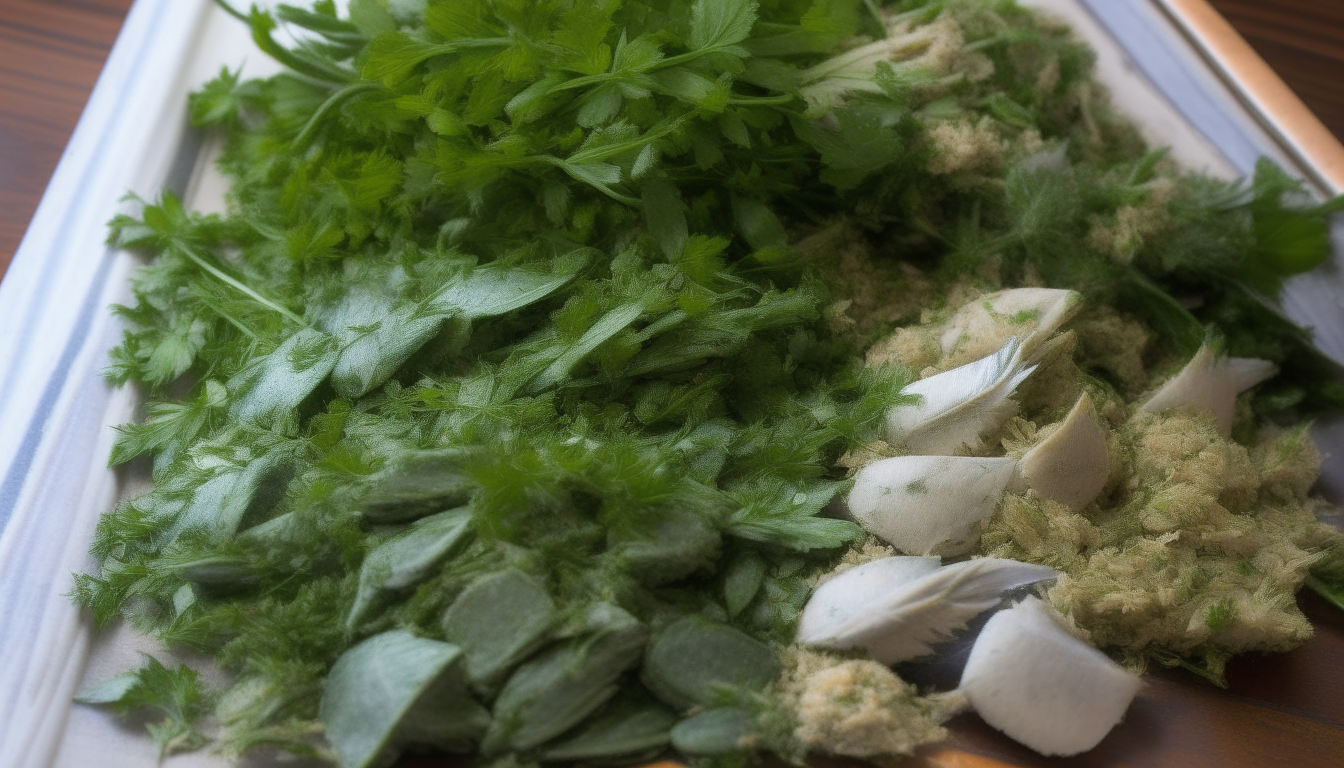 Herb mixture prepared for flounder fillets