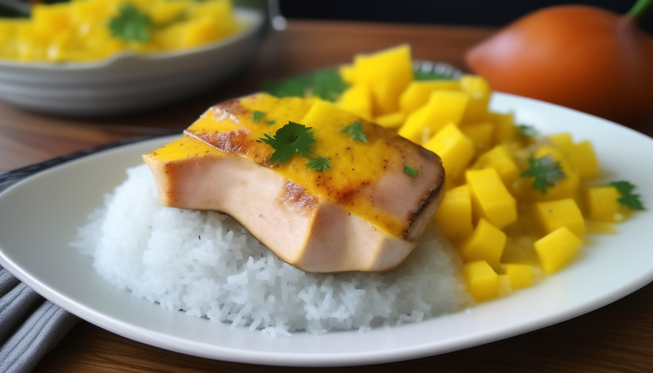 Mahi Mahi with rice and mango salsa