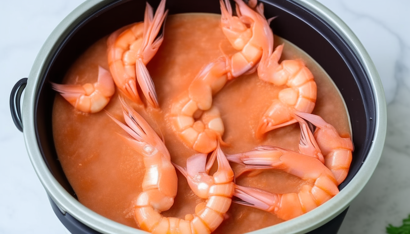 Shrimp added and cooked until pink and tender in Instant Pot