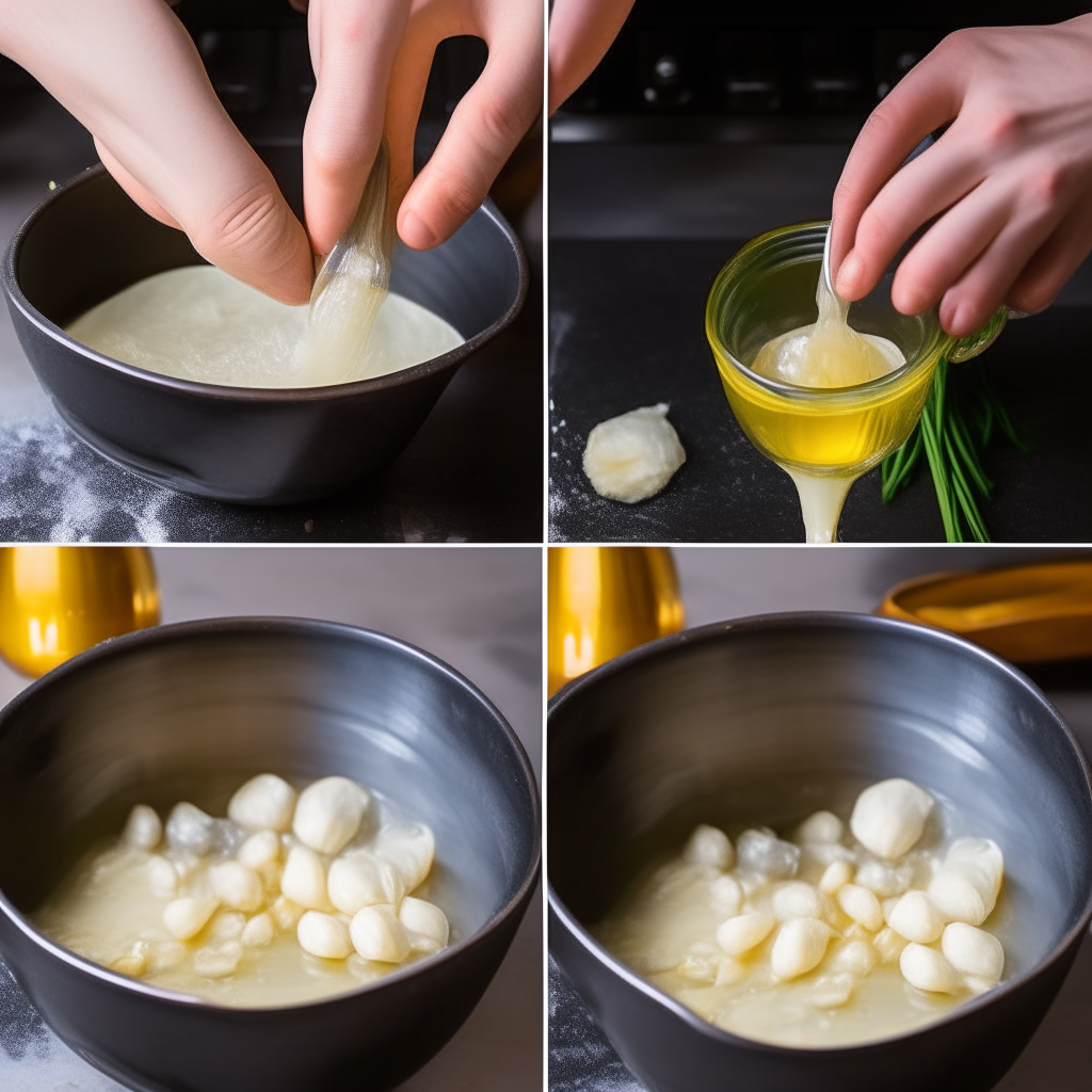 Image of hands adding garlic to Instant Pot then deglazing with white wine and lemon juice