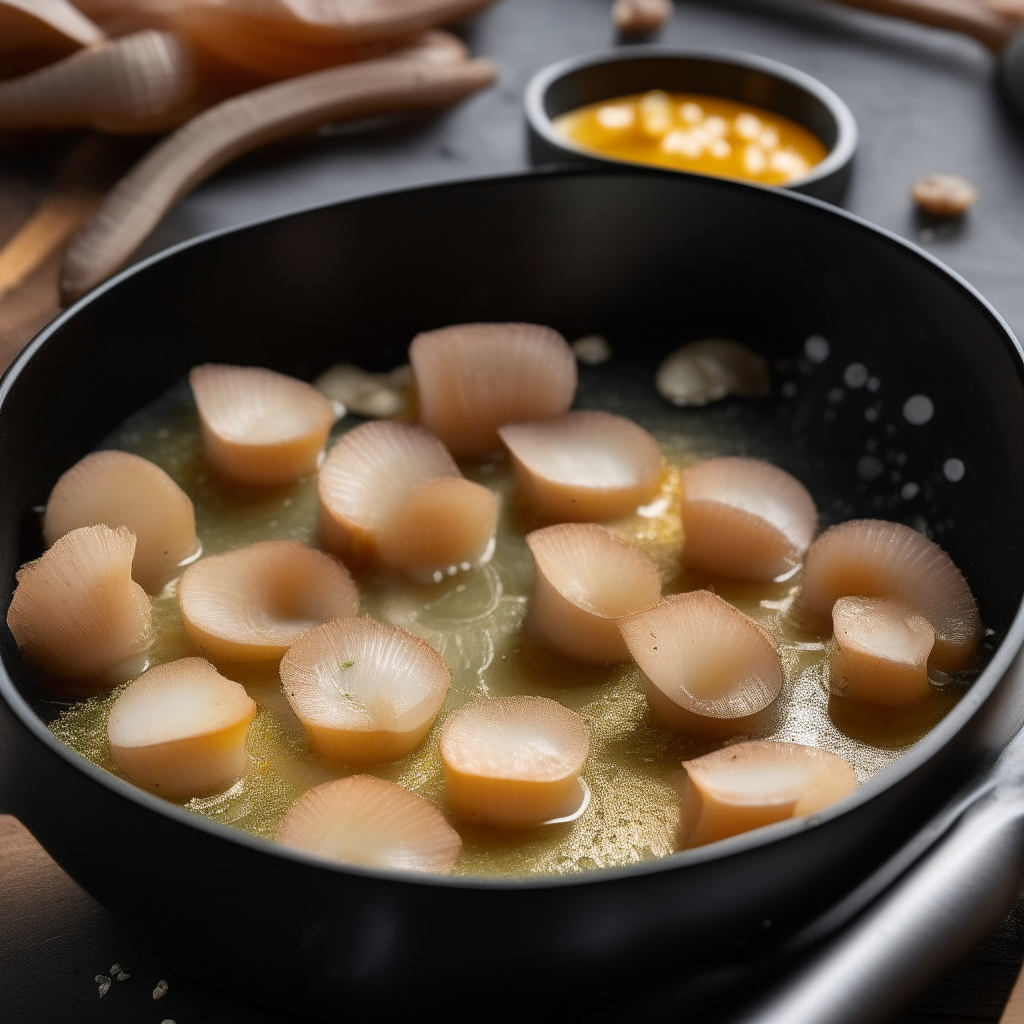 Dry scallops seasoned with salt and pepper in an Instant Pot set to sauté mode with melted butter and olive oil