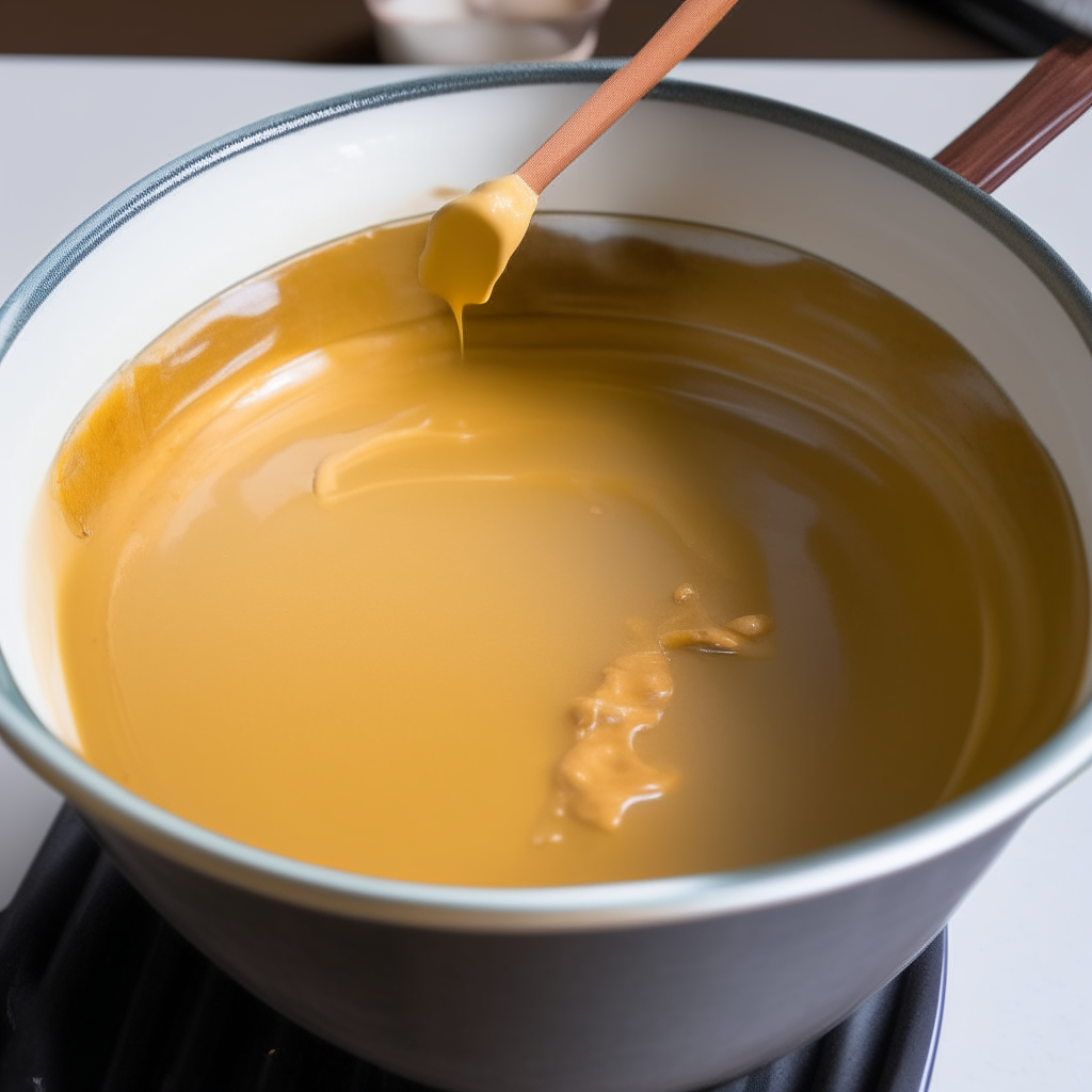 Miso paste stirred into soup, final step 4