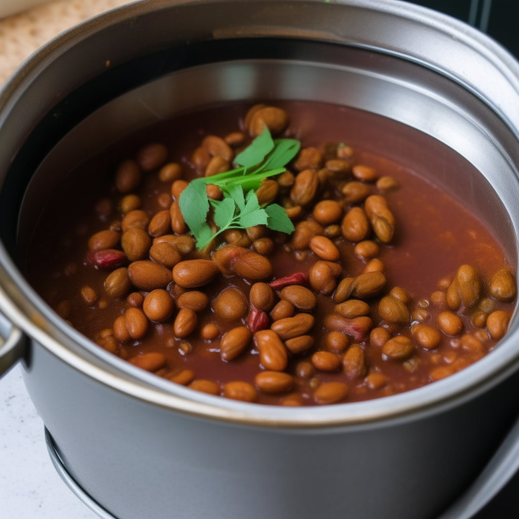 Soaked beans added to pot with spices, step 3