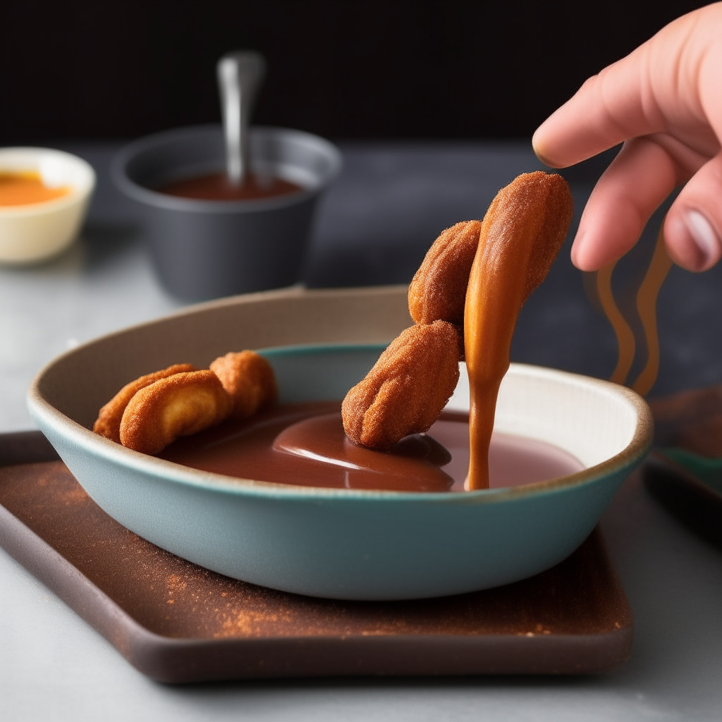 Coated churro bites with dipping sauce, step 4