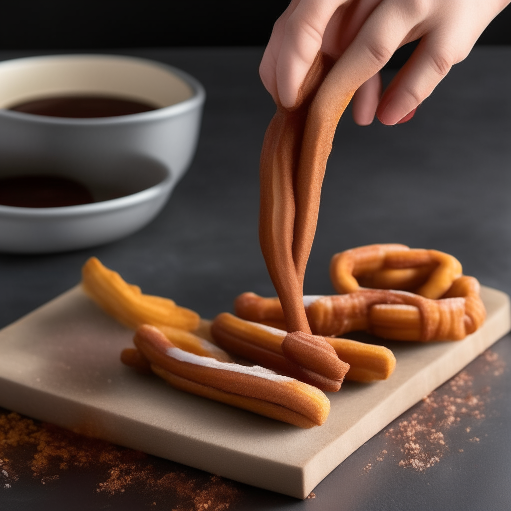 Cinnamon sugar coated churros, step 4