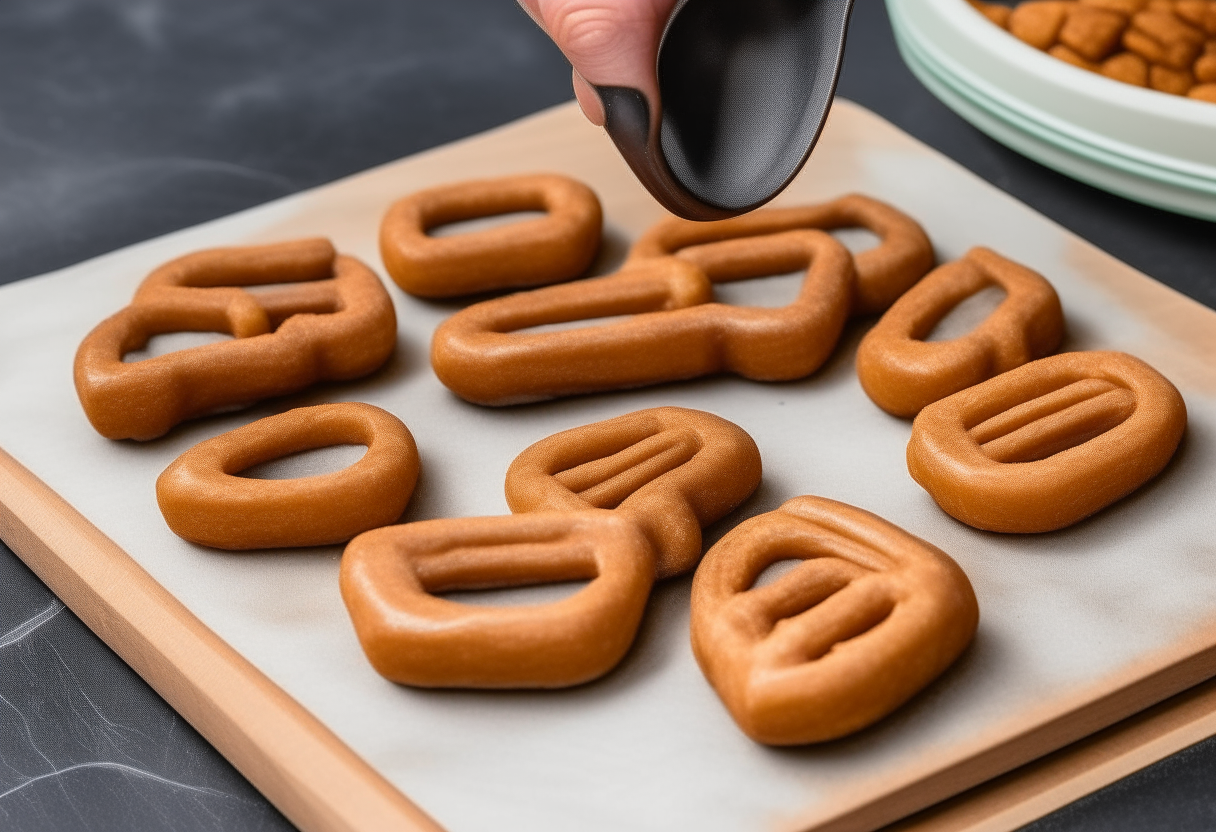 Step 2: Churro dough piped into bite sized pieces on a greased trivet.