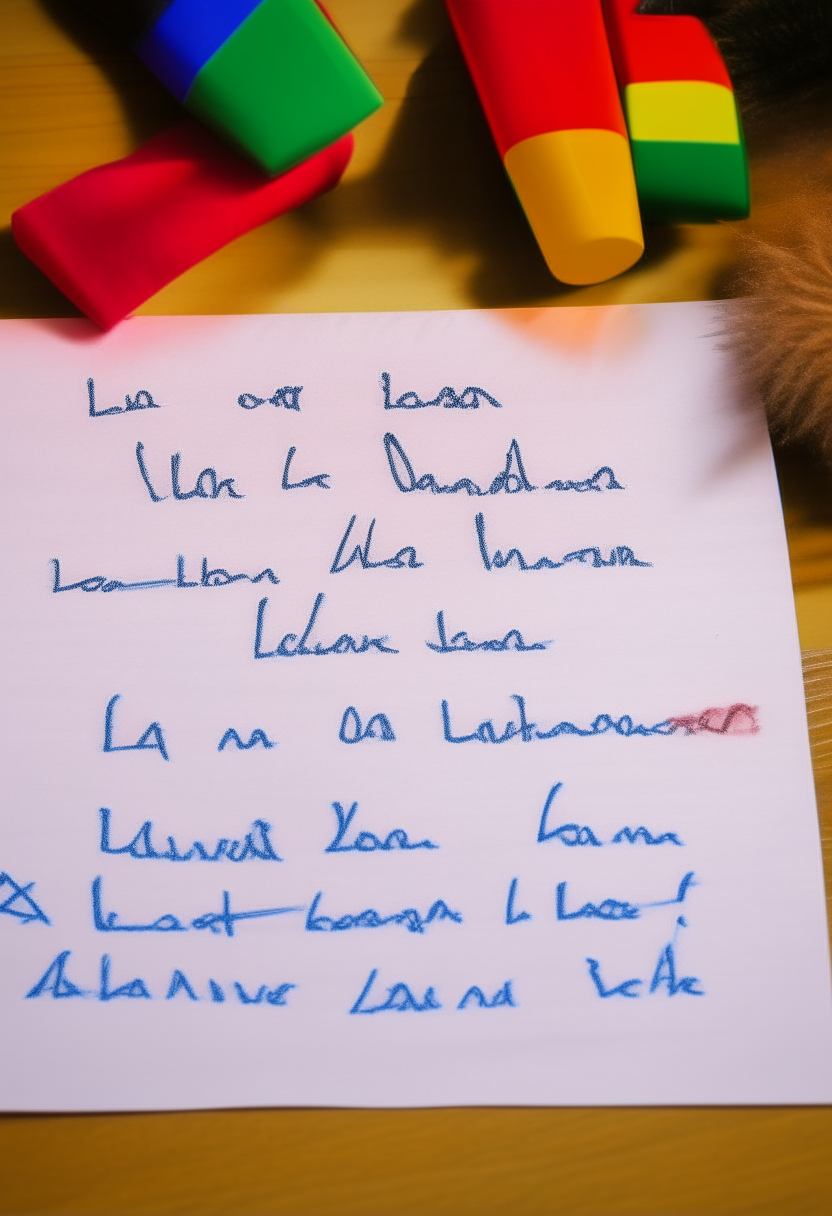 A handwritten letter to Santa on colorful construction paper. The letter reads 'Dear Santa, My name is [name] and I am [age] years old. For Christmas this year I would like [blank space] and [blank space]. Love, [name]'