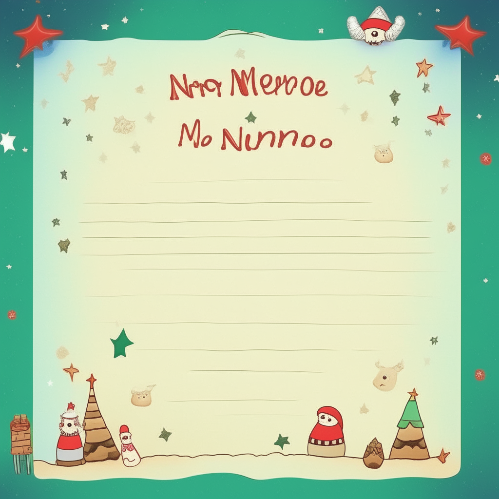 A Christmas themed letter template with an illustrated border and top header reading 'Nombre: Mario, tengo 6 años' and space below to write wishes