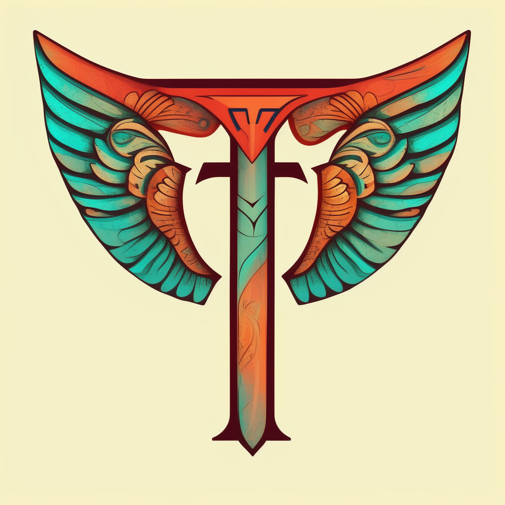 A stylized letter T with wings, in a different color scheme than the previous images