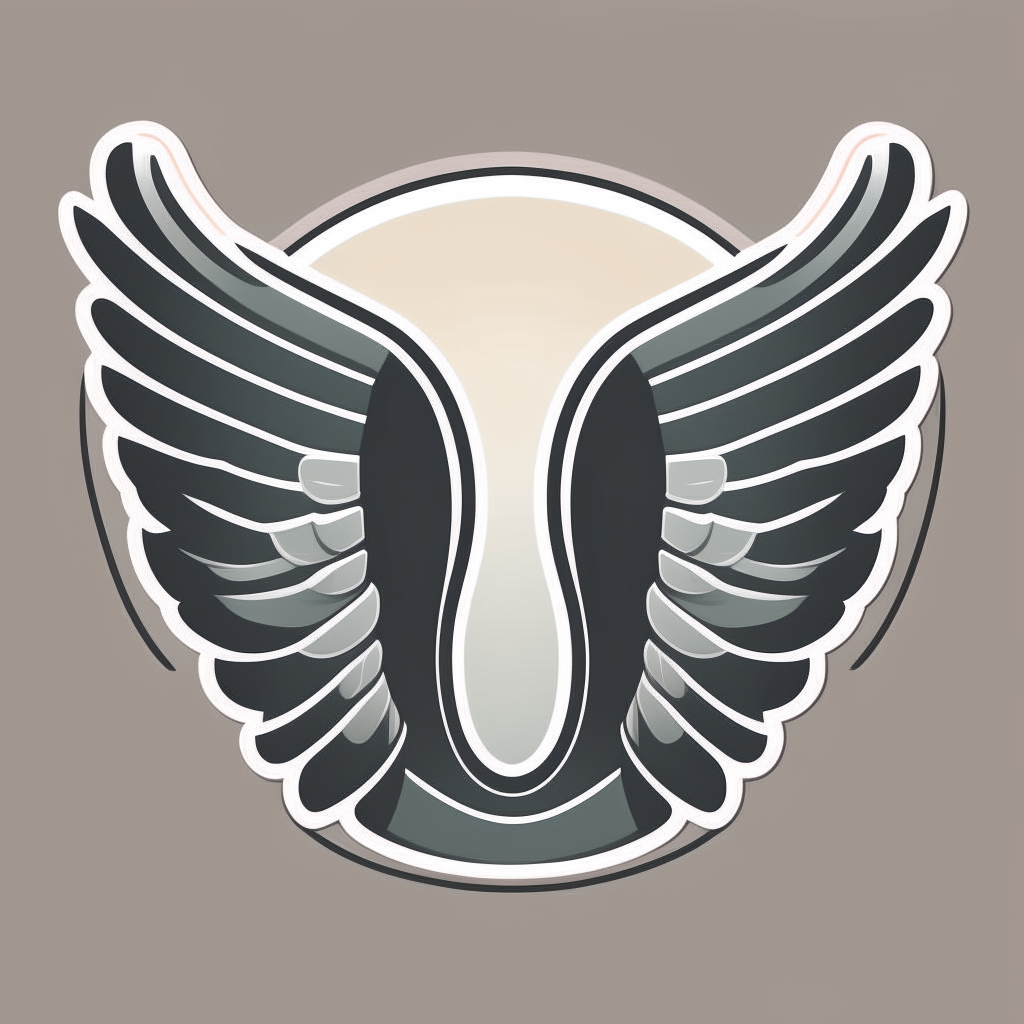 A variation on the wings sticker with a stylized script T centered in negative space