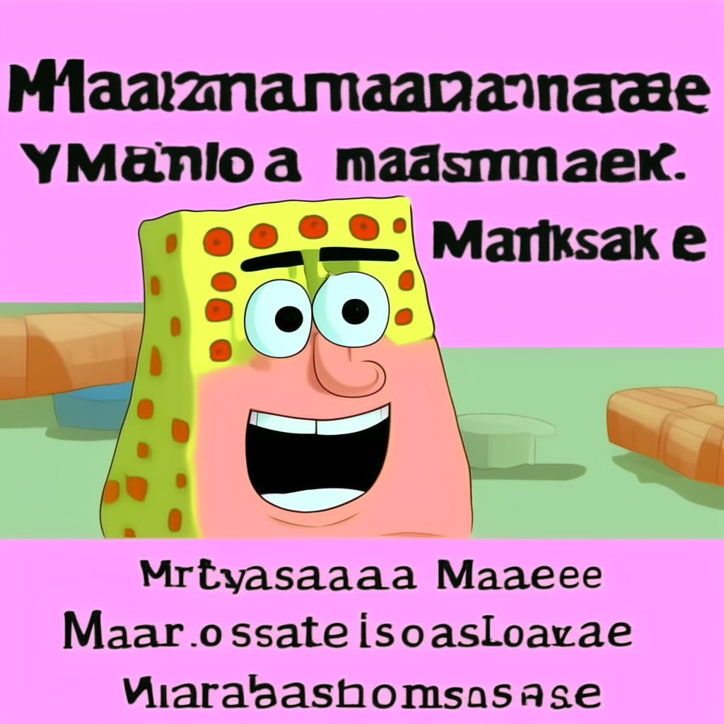 Patrick Star from SpongeBob SquarePants asking 'Is mayonnaise a form of media?', meme text format, cartoon style