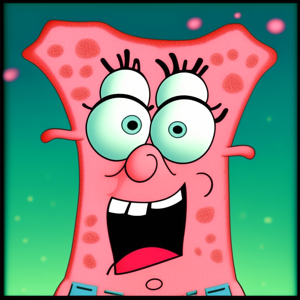 a portrait of Patrick Star from Spongebob Squarepants looking confused