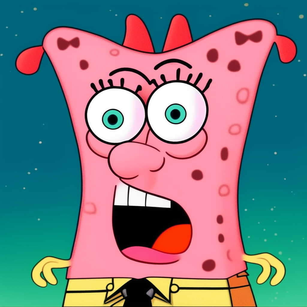 a portrait of Patrick Star from Spongebob Squarepants looking confused