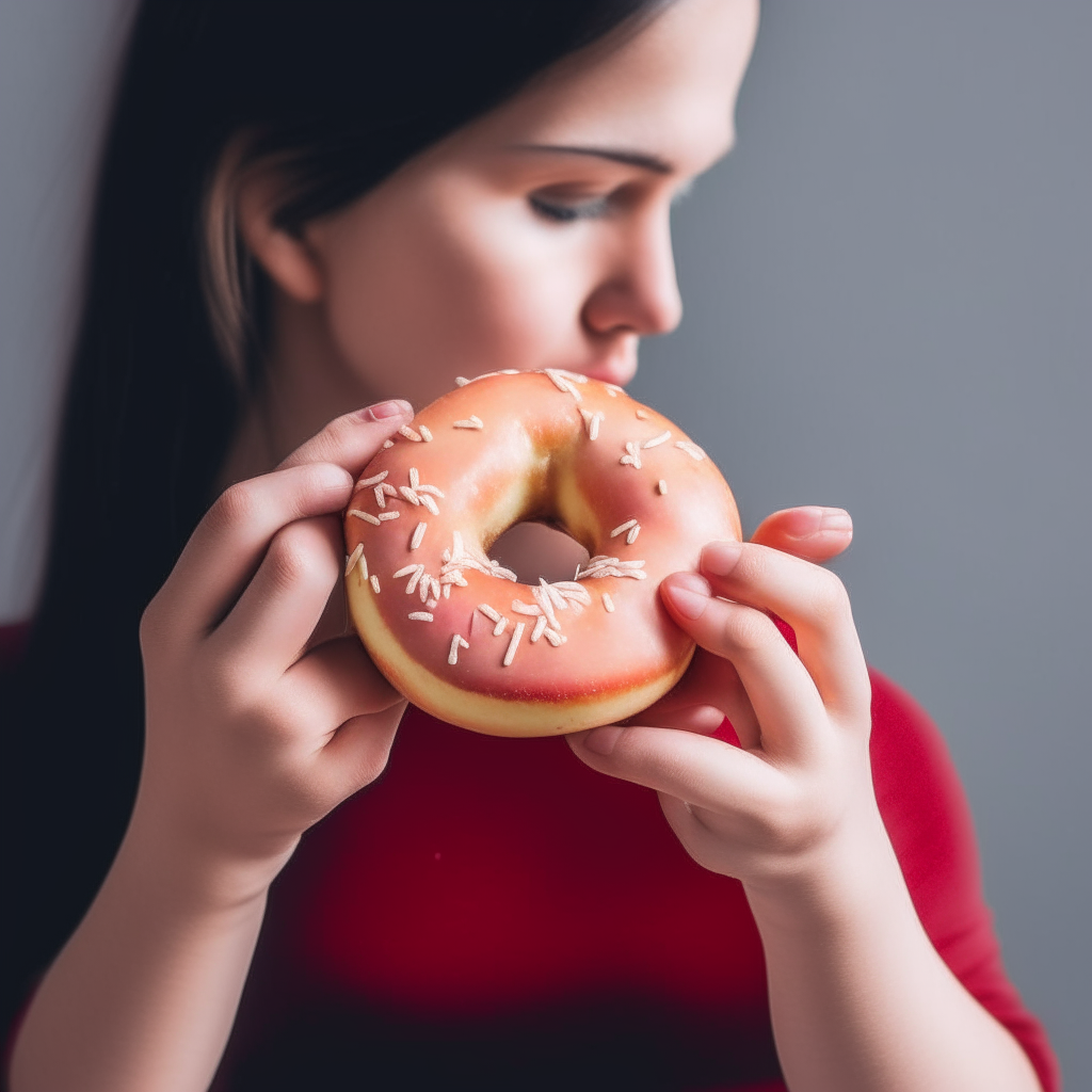 A person choosing to eat an apple instead of a donut