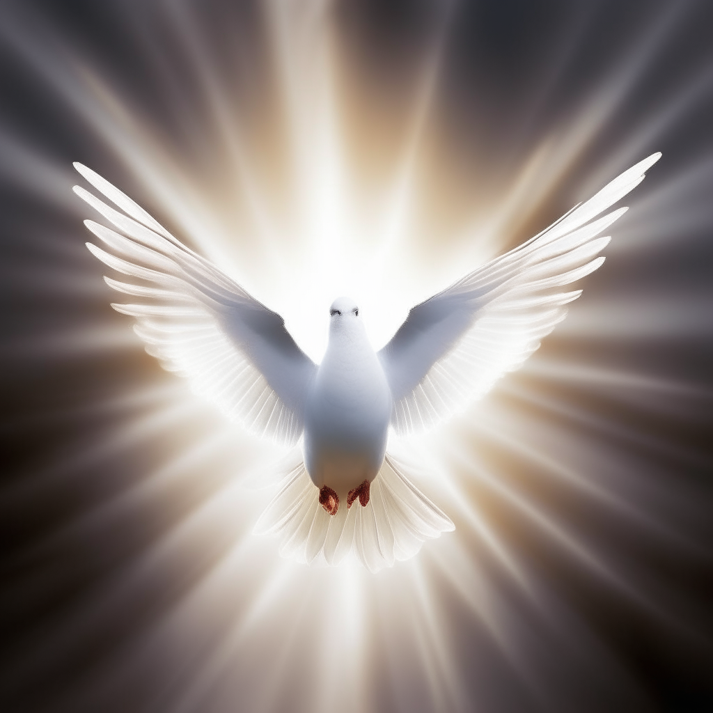 White dove with rays of light emanating from it