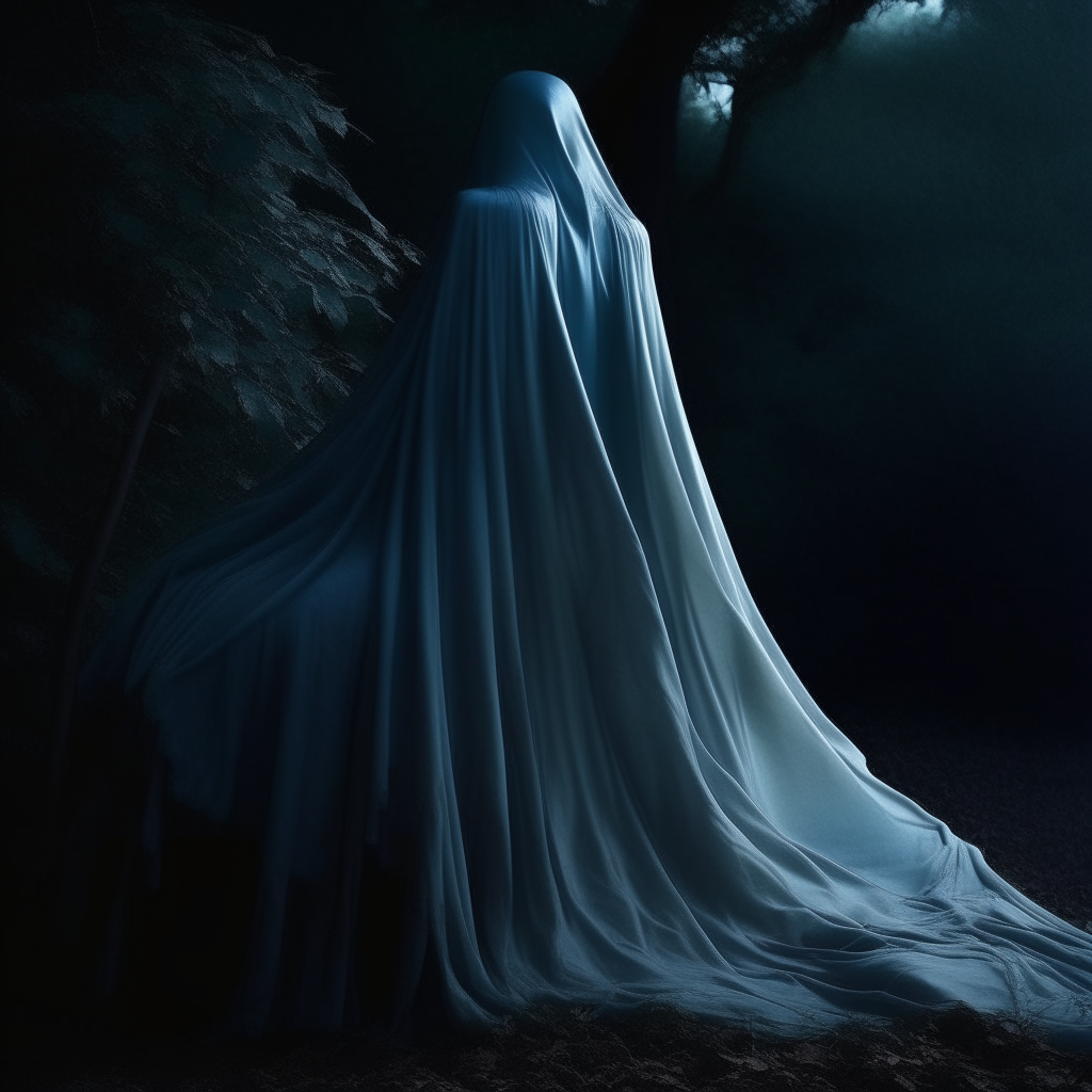 a gossamer cloak the color of moonlight, its wearer seeming to fade into shadows
