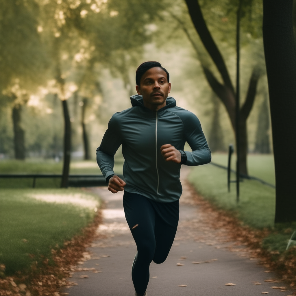 A man going for a jog in the park