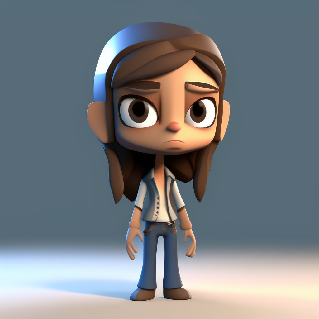A tiny 3D rendered chibi sprite of the cartoon character from image 7
