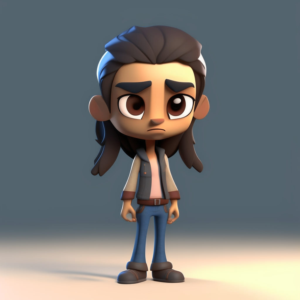 A tiny 3D rendered chibi sprite of the cartoon character from image 7