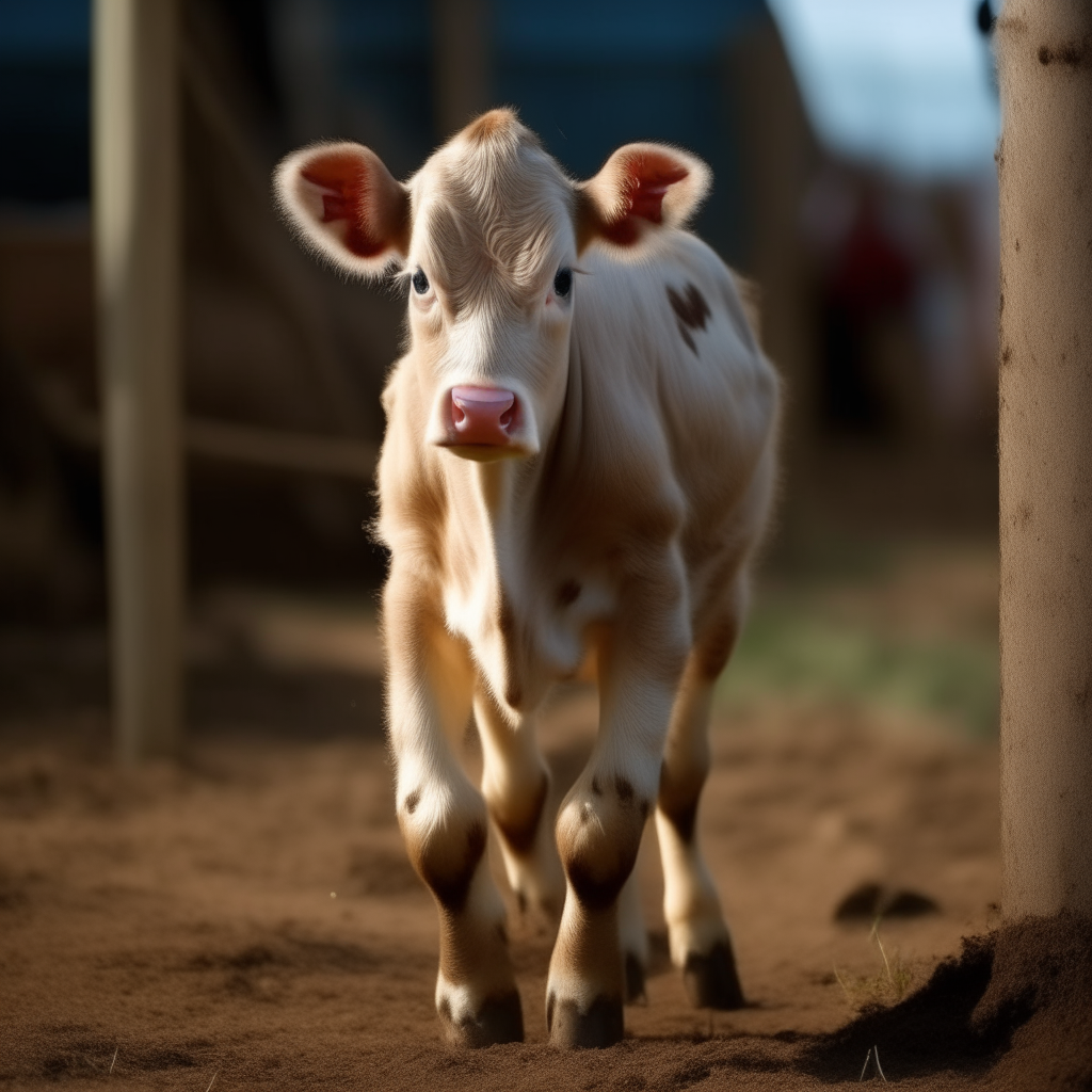 The calf grows fast,
On the farm style disney