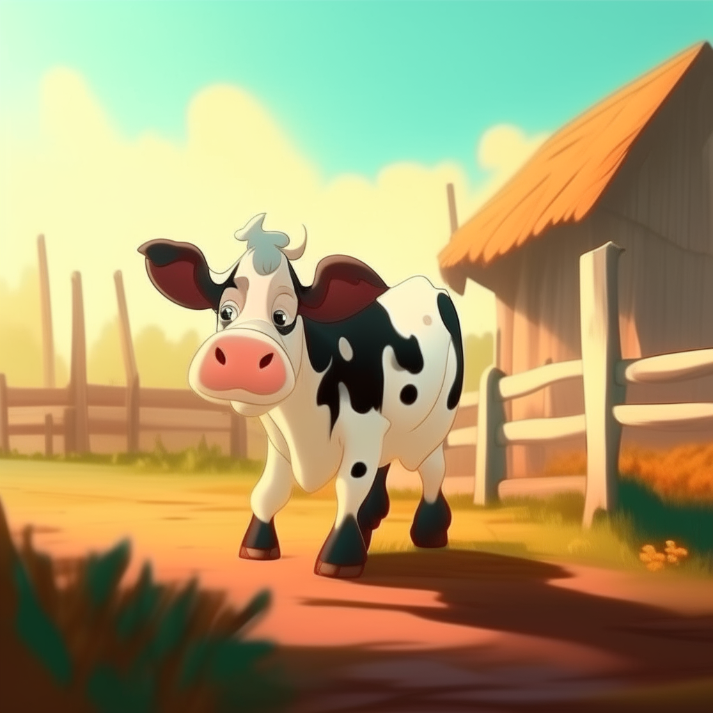 The calf grows fast,
On the farm disney cartoon style