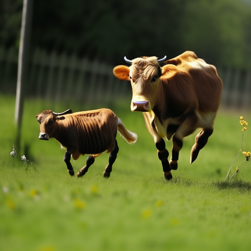 The bee buzzing and the calf running