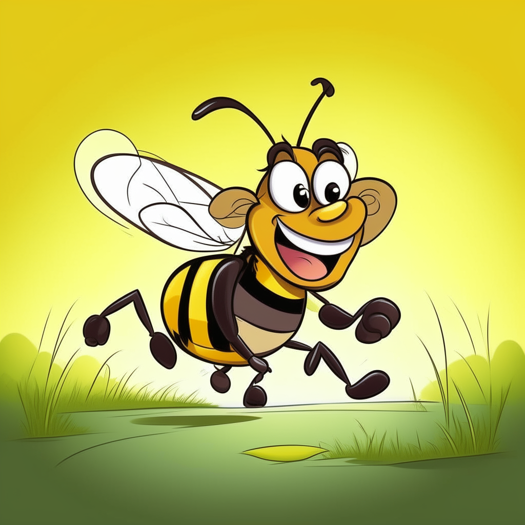 The bee buzzing and the calf running style cartoon disney
