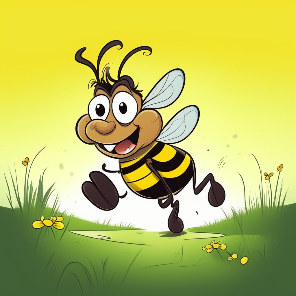 The bee buzzing and the calf running style cartoon disney