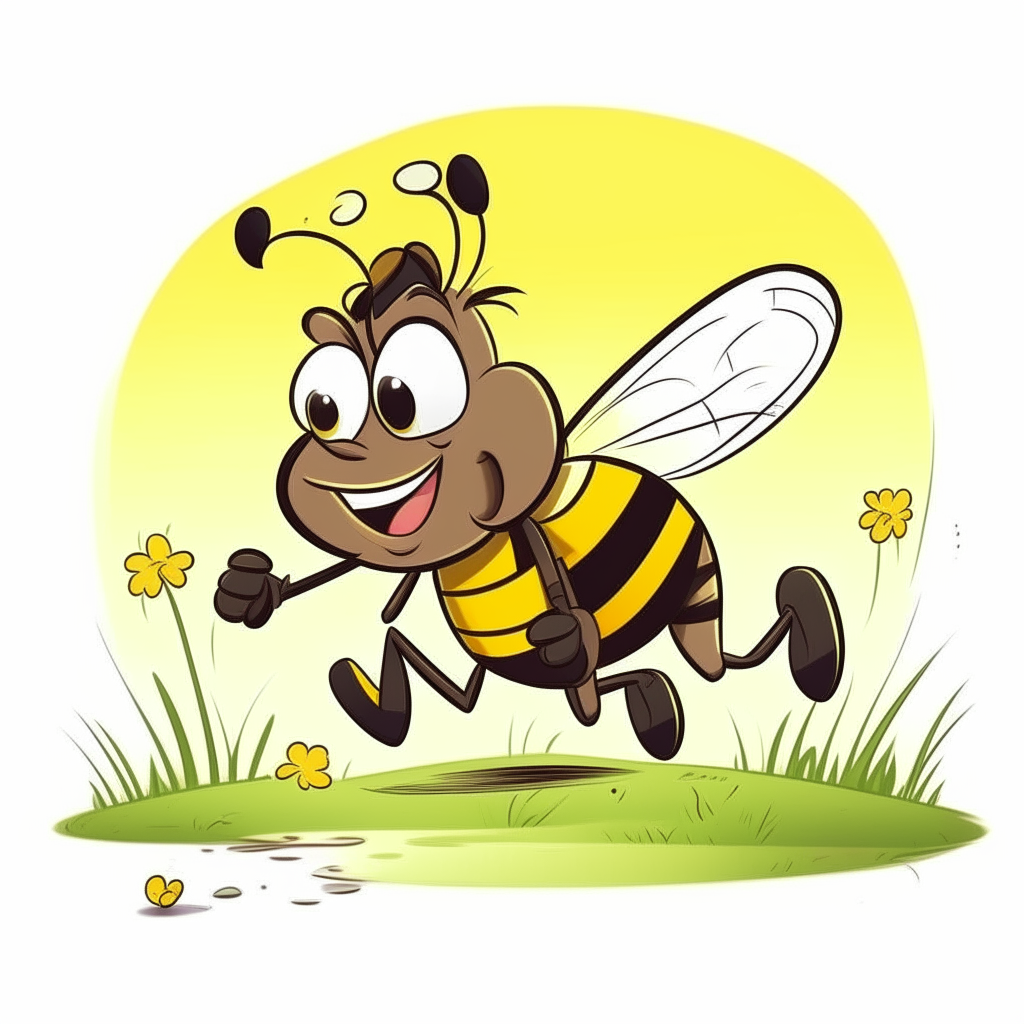 The bee buzzing and the calf running style cartoon disney